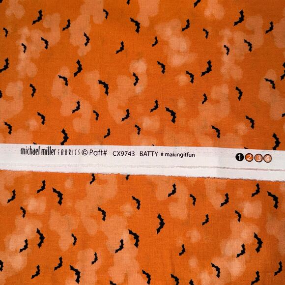 Batty by Michael Miller Fabrics - Halloween Orange Clouds and Bats - 1 Yard - Picture 6 of 6